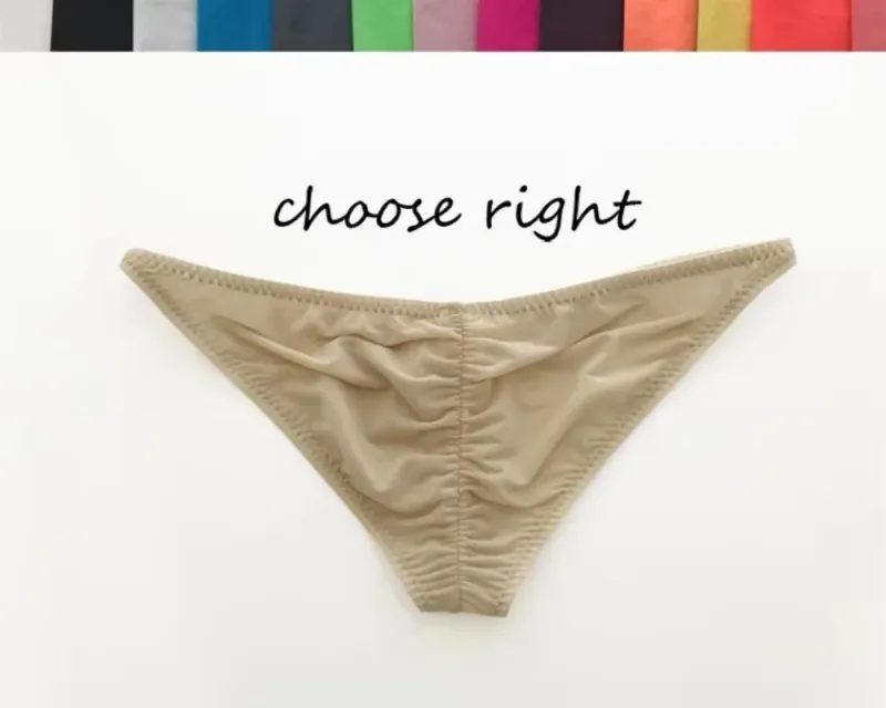 Men's Ultra Low Waist G-String Buttock Briefs Thin Ice Silk Translucent Sexy Underwear Breathable Lightweight Low Rise