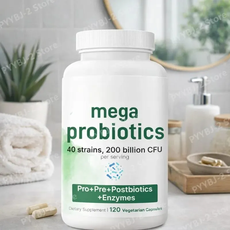 Probiotics Capsules 200 Billion CFU with Prebiotics Dietary Supplement for Men and Women 40 Mega Probiotics Strains 120 Count