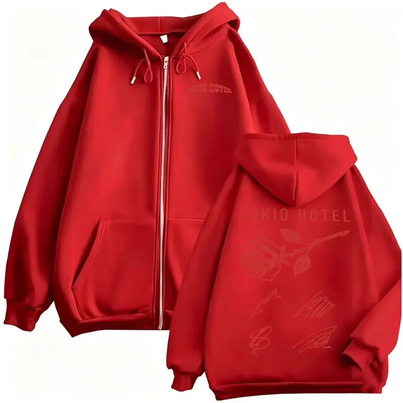 Tokio Hotel ARENA TOUR 2026 Assinatura Zipper Hoodies Moda Masculina Clássico Moletom Jaqueta Casacos Casual Lã Zip Up Pulôver