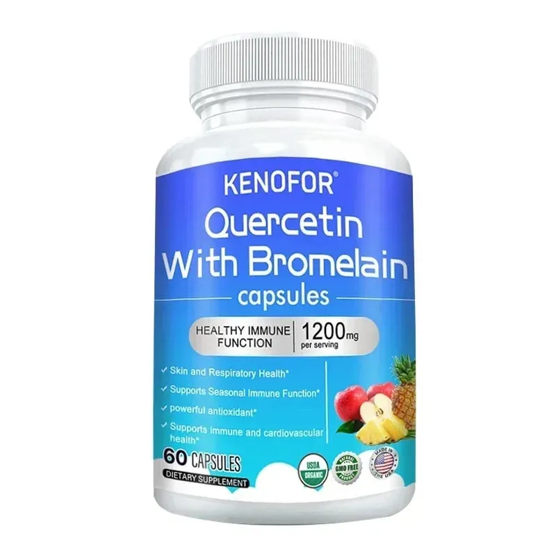 Quercetin + Bromelain Complex Capsules 1200mg - Immune Joint & Digestive Support with Vitamin C & D3 30/60/120 Counts