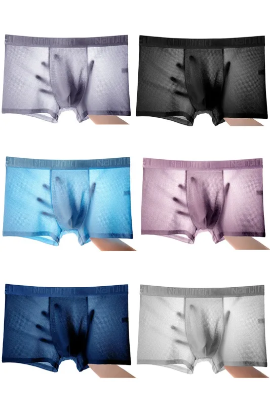 4pcs Ice Silk Mesh Boxer Shorts Men's Underwear Cool Underpant Breathable Sexy Slim Panties Bamboo Lingerie Wholesale Lots L-6XL 3256806582323621