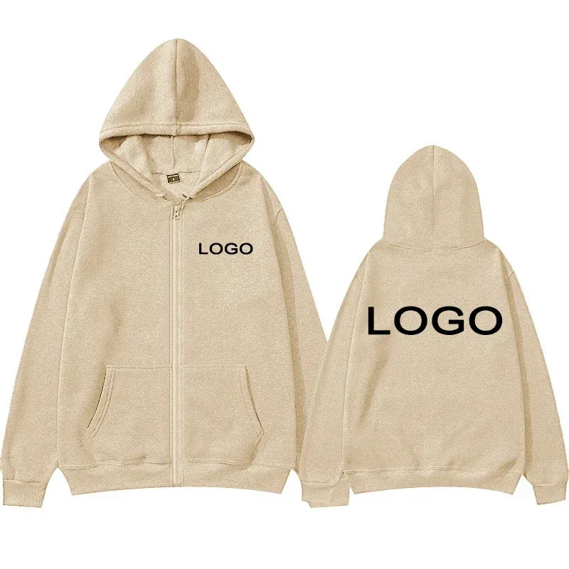 Tùy Chỉnh In Hình Dây Kéo Áo Khoác Nam Thời Trang Tay Dài Dây Kéo Lên Áo Nỉ Nữ Cá Tính Hoody Chui Đầu Sudadera