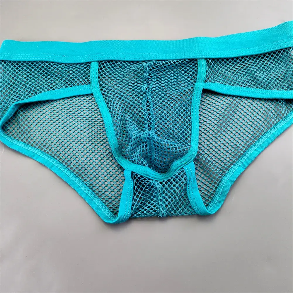Hollow Out ตาข่ายผู้ชาย U กระเป๋าชุดชั้นในต่ำเอวโปร่งใสบิกินี่กางเกงกางเกง Breathable Plus ขนาด