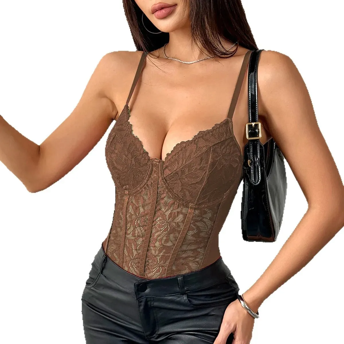 Sexy Blue Grey Slim Lace Patchwork Bodysuit for Women Bodycon 2026 New Spaghetti Straps Backless Lingerie Body Nightclub Outfit
