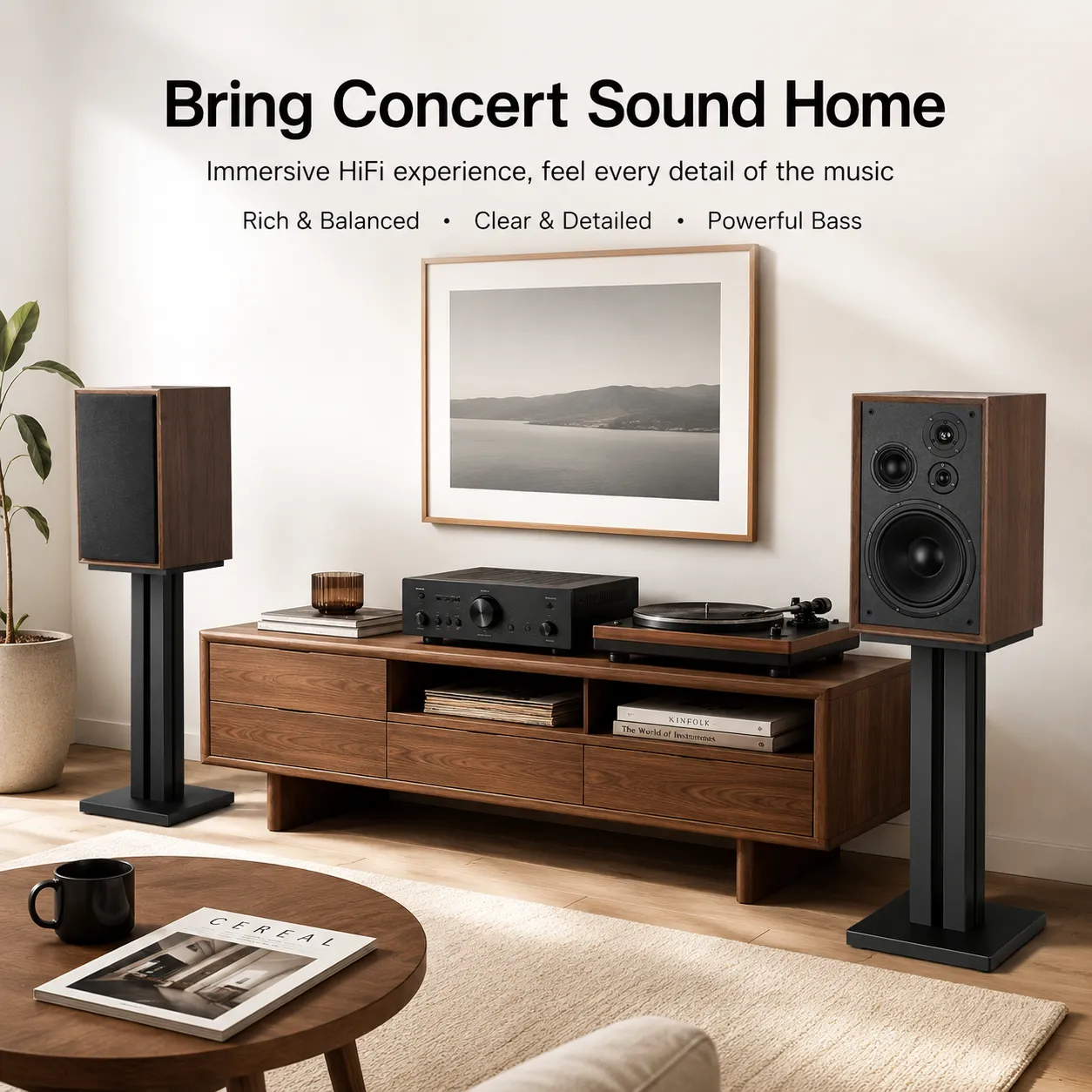 280W*2 8/10Inch High Power Bookshelf Speaker 4-Way 8Ohm Wooden Surround Speaker Hifi Fever Passive Sound Box for Home Theater TV