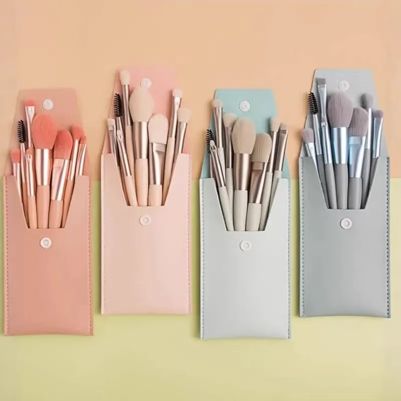 8Pcs Mini Macaron Soft Makeup Brushes Set Portable Beginner Beauty Tools for Blush Eyeshadow Complete Cosmetic Brush Kit — image 1