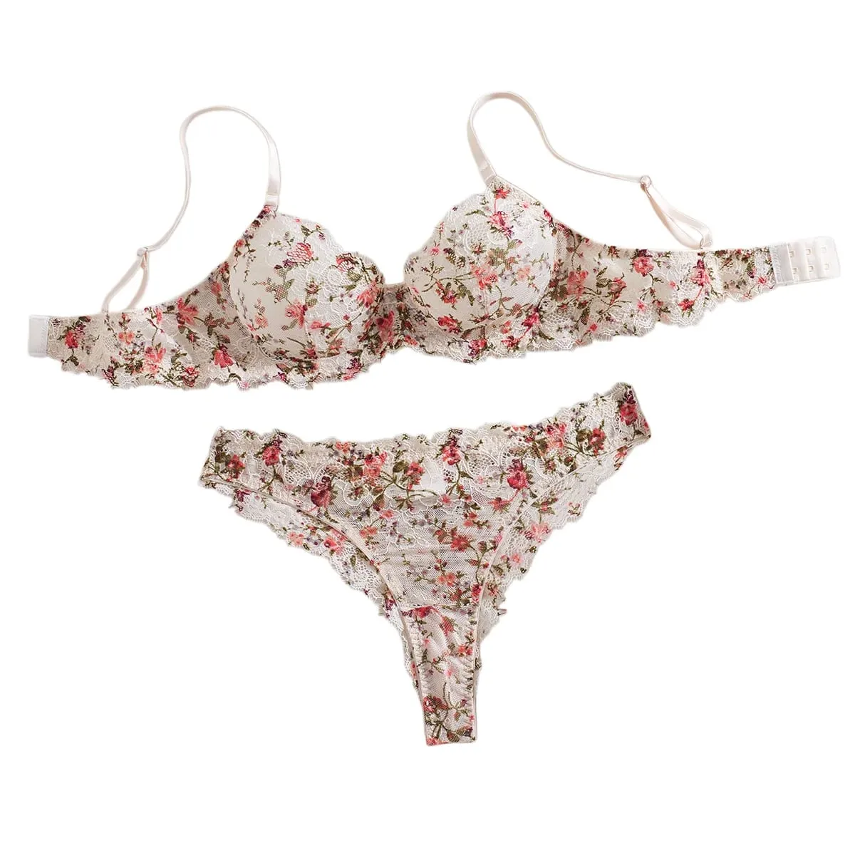 Krasapt francês flor bordado lingerie 2 peças conjuntos de renda extravagante retalhos ver através de sutiãs e calcinhas ternos sexy roupas eróticas — image 2