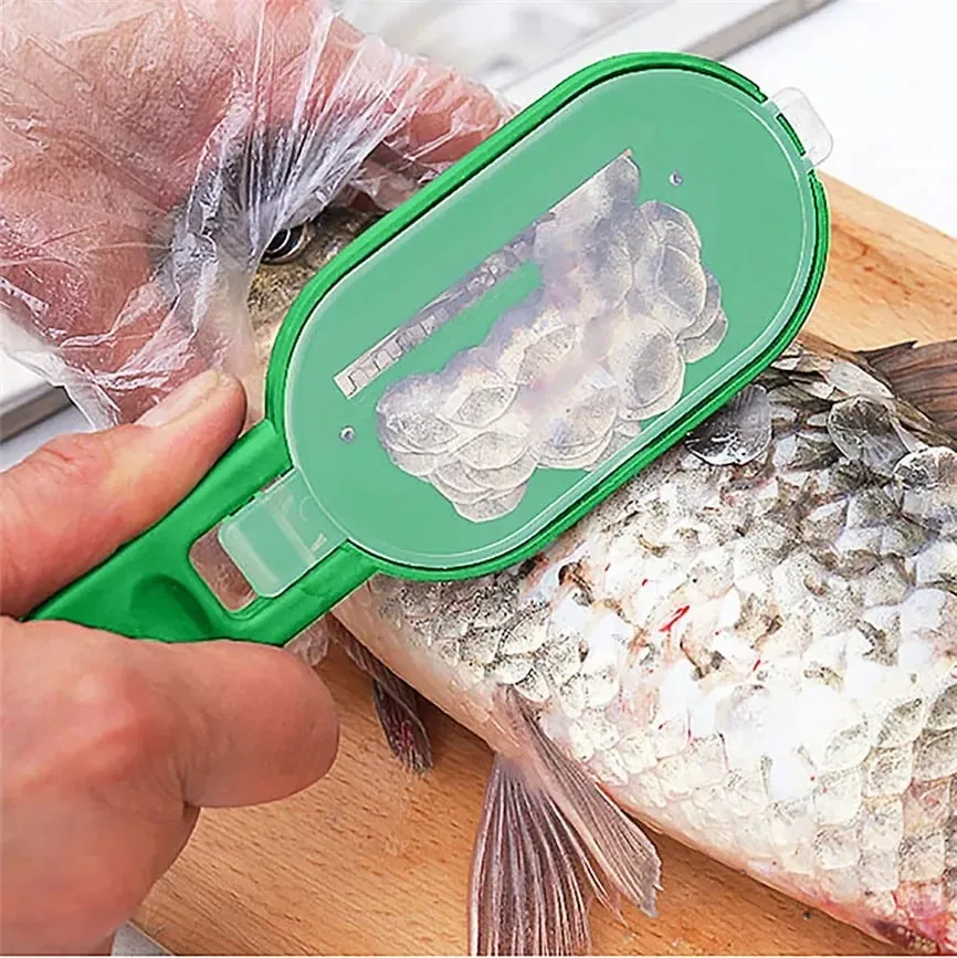 Practical Fish Scale Remover Plastic Fruit and Vegetable Peeler Descaling and Cleaning Scraper with Accessories Folding Knife