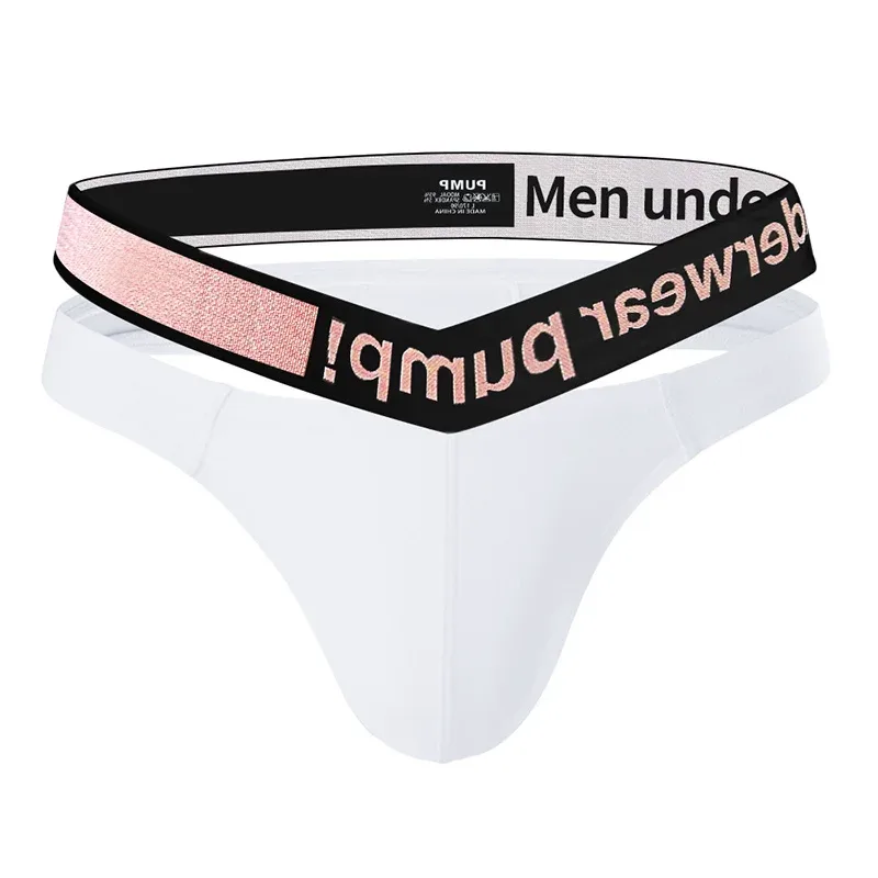 Trendy Little Triangle da uomo a vita bassa a vita bassa, vestibilità aderente, fascia elastica per sollevamento dell'anca, scollo a V sfumato rosa