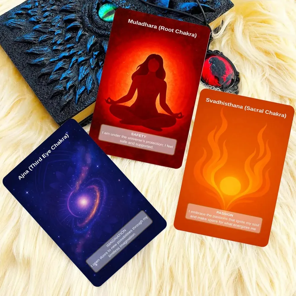 50 Card Deck Includes 1 Instructional Cards Chakra Intention Oracle Self-Connection & Energy Adjustment Practices — image 2