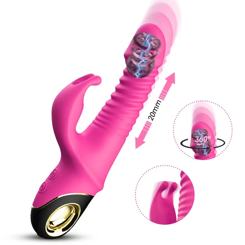 9 Mode Automatic Telescopic Rabbit Vibrator for Women G Spot Clitoral Stimulator Female Masturbator Adult Sex Toys