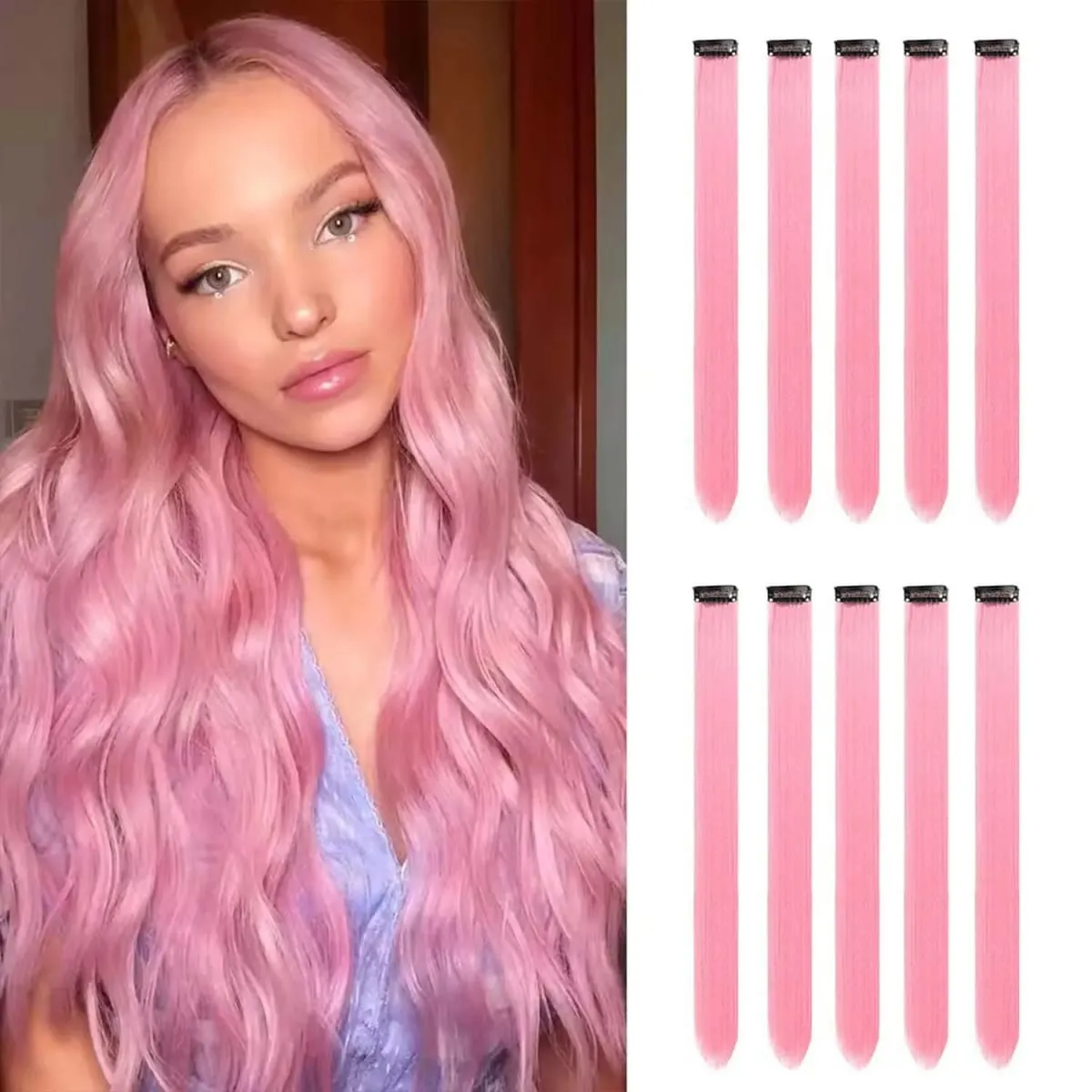 Clip sintetica da 10 pezzi nelle estensioni dei capelli per donne ragazze bambini estensioni colorate per feste con highlight capelli lisci multicolori