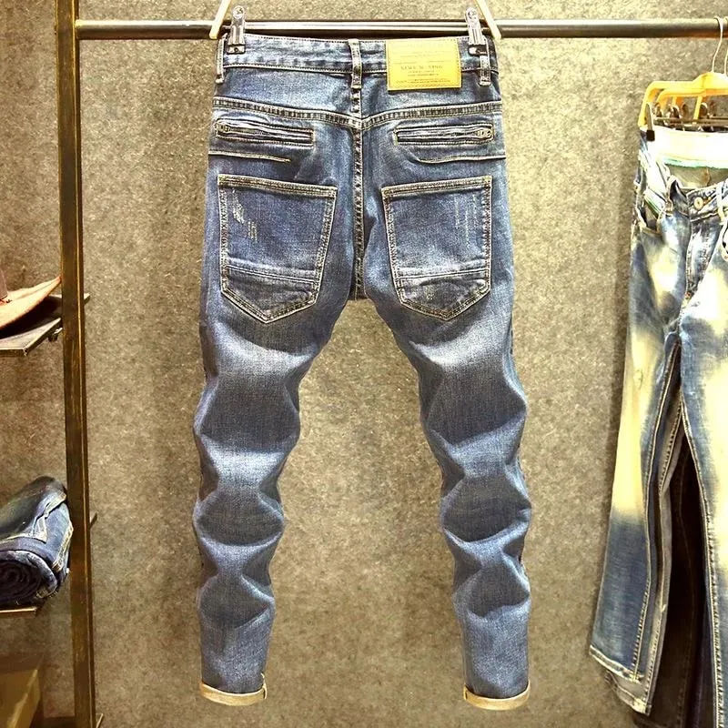 Autumn and Spring New Fashion Trend American Vintage Straight Leg Denim Pants Men's Casual Sports Multi-pocket Stretch Jeans — image 2