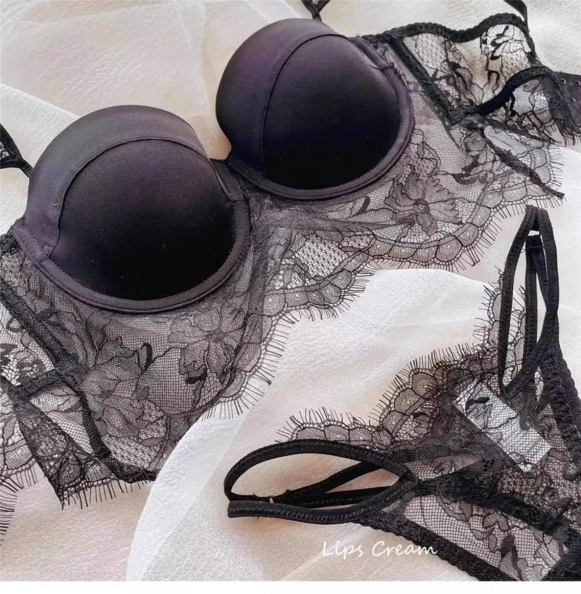 Sexy Lace Underwear Female Poly Poly Thin Soft Steel Ring up Support Anti-Sagging Collect Vice Breasts Solid Color Back Bra Set — image 5