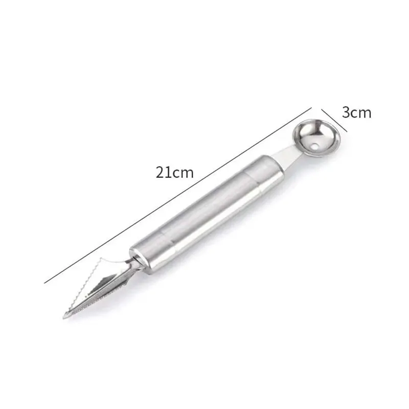 Fruit Spoon Digging Double Headed Stainless Steel Portable Multifunctional Melon Baller Scoop DIY Fruit Platter Ball Tool TMZ