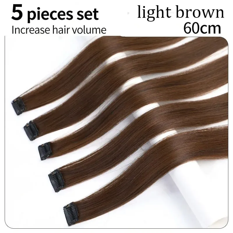 5Pcs 60cm Clip In Hair Extensions Human Hair For Adding Volumesyntheticsynthetic