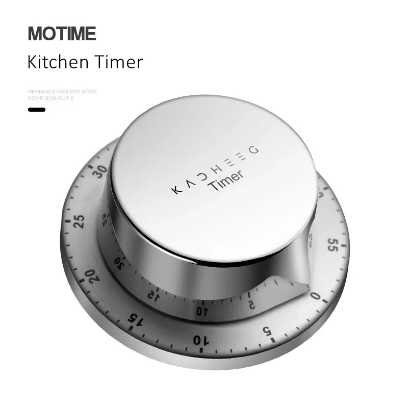 Luxury 304 Stainless Steel Kitchen Timer Magnetic Back Cooking Timing Tool Textured Stopwatch Chronograph for Fitness and Study