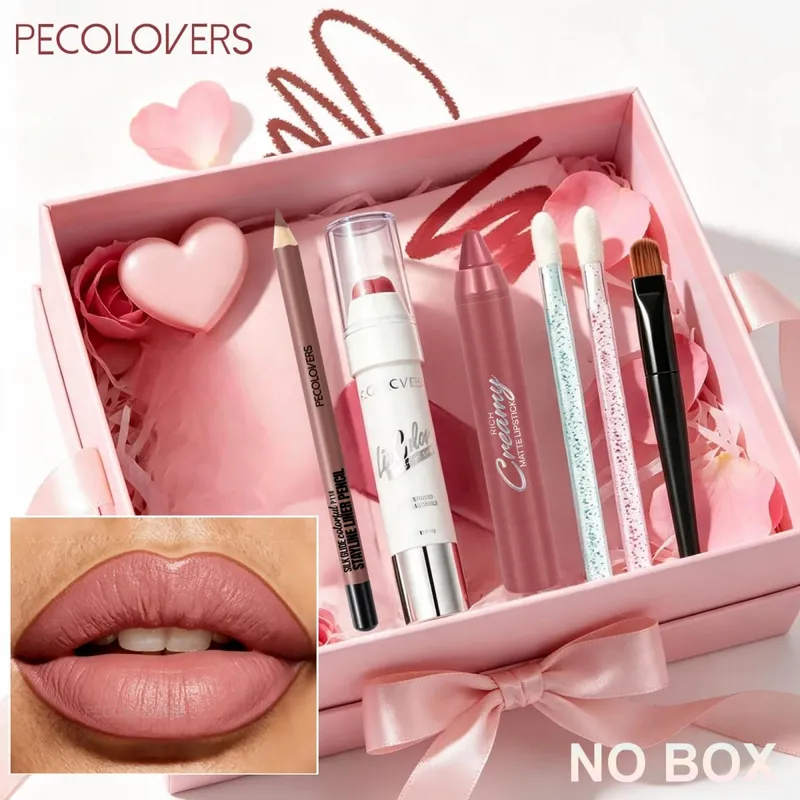 6PCS/Set Nude Lip Makeup Set - Waterproof Creating Three-dimensional Lip Shape Suitable for Daily Makeup Halloween Gift