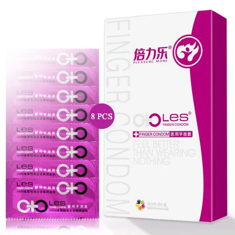 8/10 stk. Ultratynd smøring Fingerærmer Onani G-punkt Stimulering Kondomer Vaginal Klitoris Massage Les Voksen Sexlegetøj