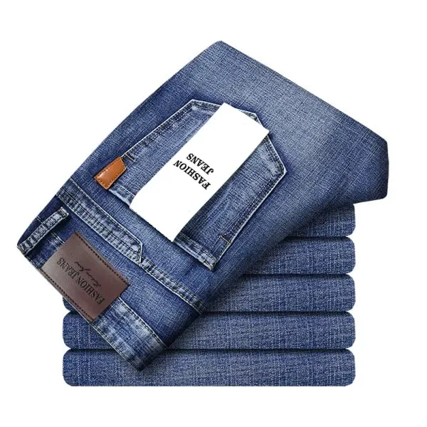 2026 Straight Regular Blue Slim Fit Stretch Denim Trousers Spring Autumn Men Classic Jeans Business Fashion Men's Smart Jeans — image 5