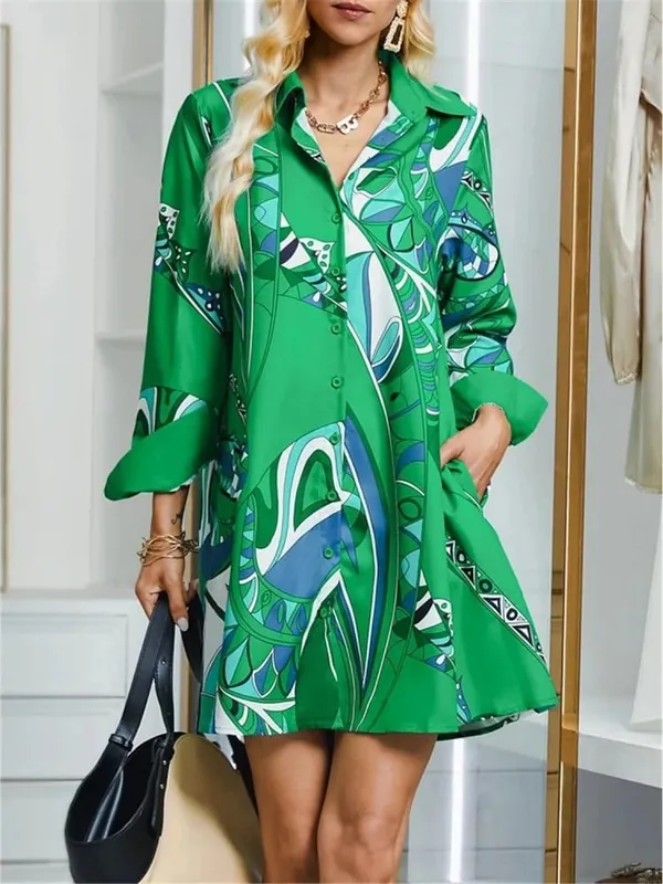 S-5Xl Sommer-Hemdkleid, Weiß, Blau, Abend-Vintage-Kleider, Party, extra lang, lockere Damenkleider, nur Celadon-bedruckte Kleider