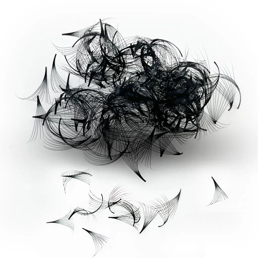 Tbestt Sharp Thin Pointy Base Premade Fans Lashes 5D 6D 8D 10D 12D Middle Stem Russian Volume Fans Eyelash Extensions
