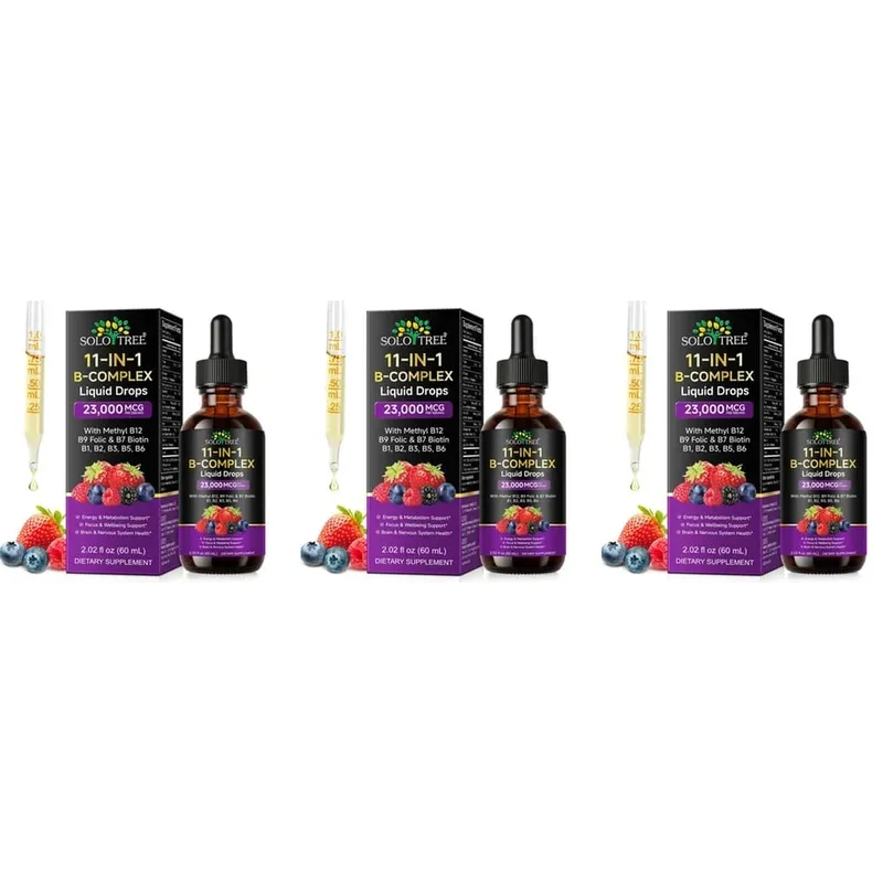 Tetes Cairan B-kompleks 11-In-1 Metil B12 Folat Biotin untuk Fokus Energi & Formula Pendukung Saraf Otak Dewasa 60Ml — image 10