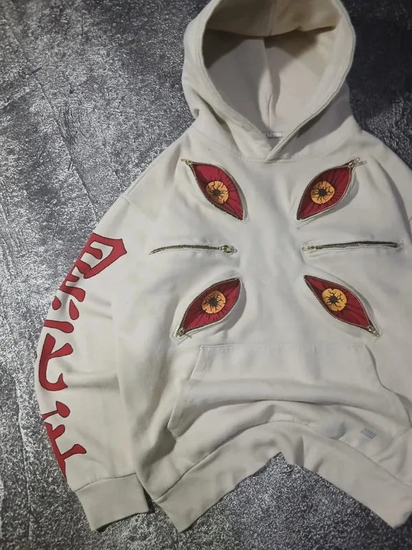 Толстовки с капюшоном на молнии в стиле панк Six Eyes Kokushibo, крутой дизайн, уличная одежда Y2k, негабаритная повседневная модная толстовка с капюшоном в стиле аниме для пар