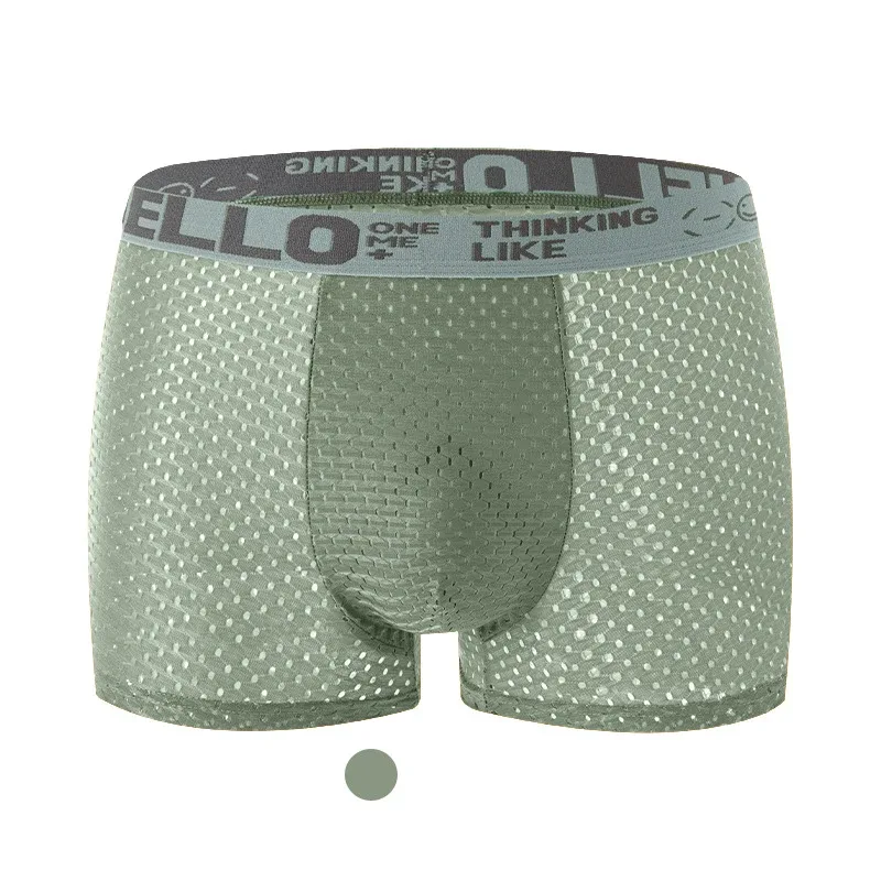 Mens Ice Silk Mesh Underwear Summer Breathable Mesh Cool Boxer Boxer Shorts for Men 45-90KG Anti-bacterial Light Thin Underpants