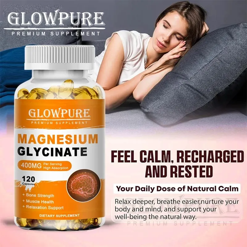 Magnesium Glycinate for Sleep Brain Nervous System Bone Muscle Relieve Anxiety Heart Health