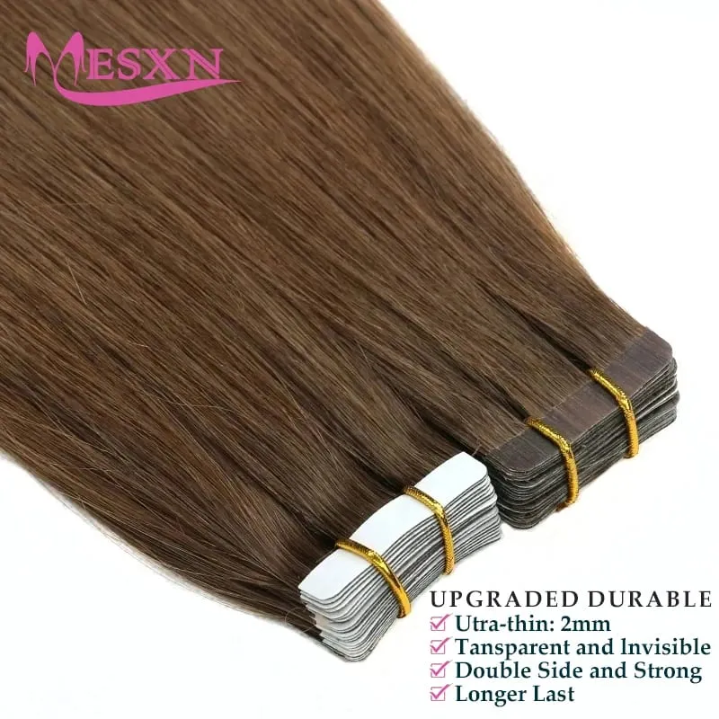 High Quality Straight Tape In Human Hair Extensions 100% Natural Hair Extension Brown Blonde Invisible 613 For Salon
