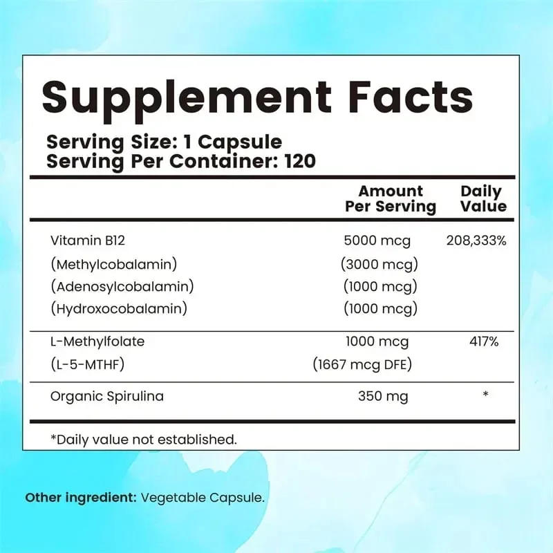 Vitamin B12 - Supports Energy Metabolism Nervous System Cell Health Heart Immunity and Red Blood Cell Formation