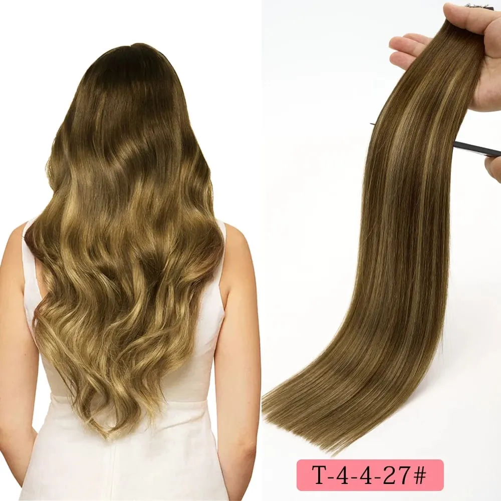 12A Tape In Hair Extensions Human Hair 100% Natutal Remy Hair Italy Tape for Strong Hold Seamless Skin Weft for Fine Hair