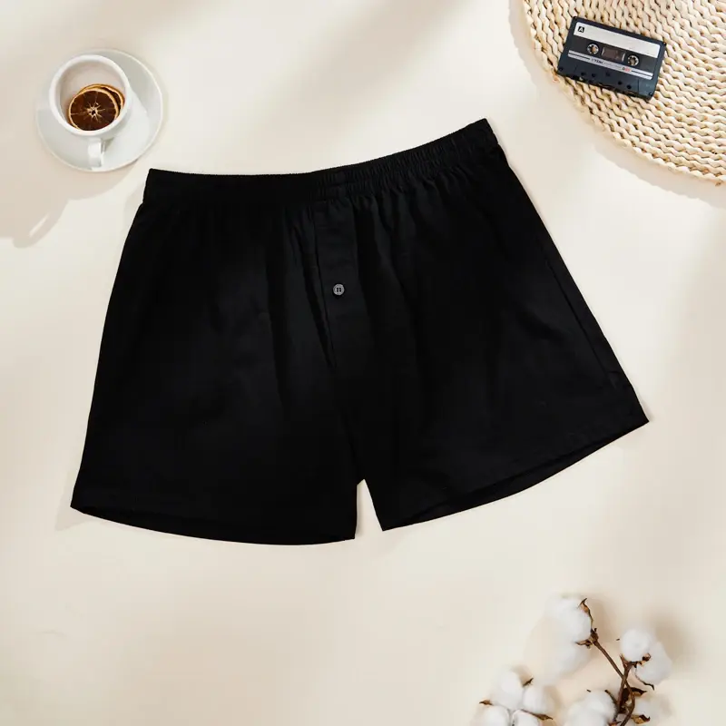 3PCS 100% Cotton Solid Color Men's Aro Pants Breathable Comfortable Men's Panties Home Leisure Men's Underwear Loose Fit Shorts — image 4