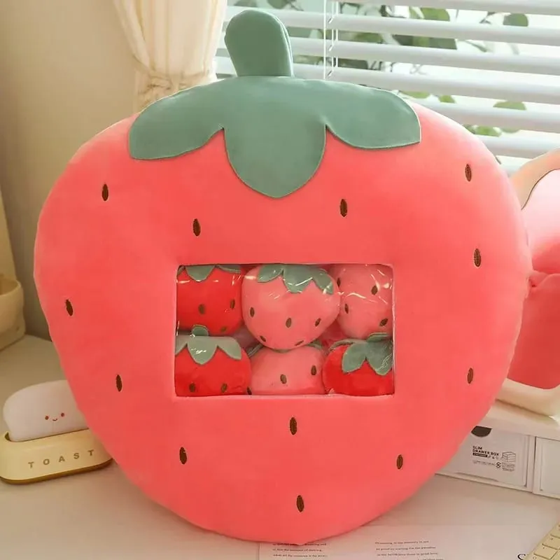 Six Small Toys Inside Cute Cartoon Fruit Plush Pillow Soft Stuffed Sofa Cushion Homdecor Pillow Backrest Children's Gift