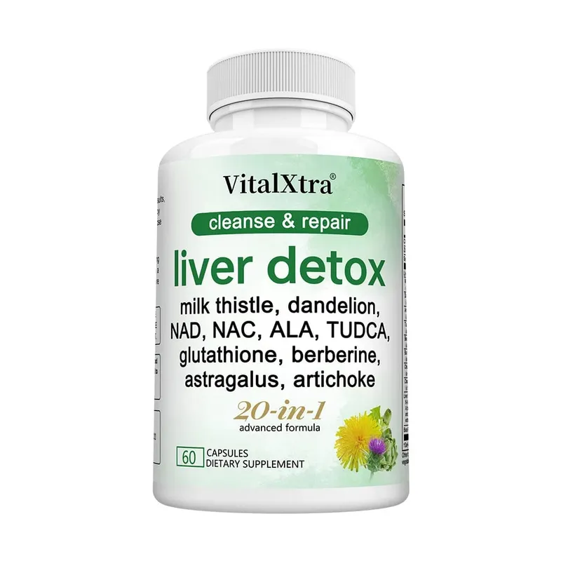 Liver Support Capsules Milk Thistle Extract Glutathione Dandelion Artichoke Liver Cleanse & Detox Antioxidant Digestion Support