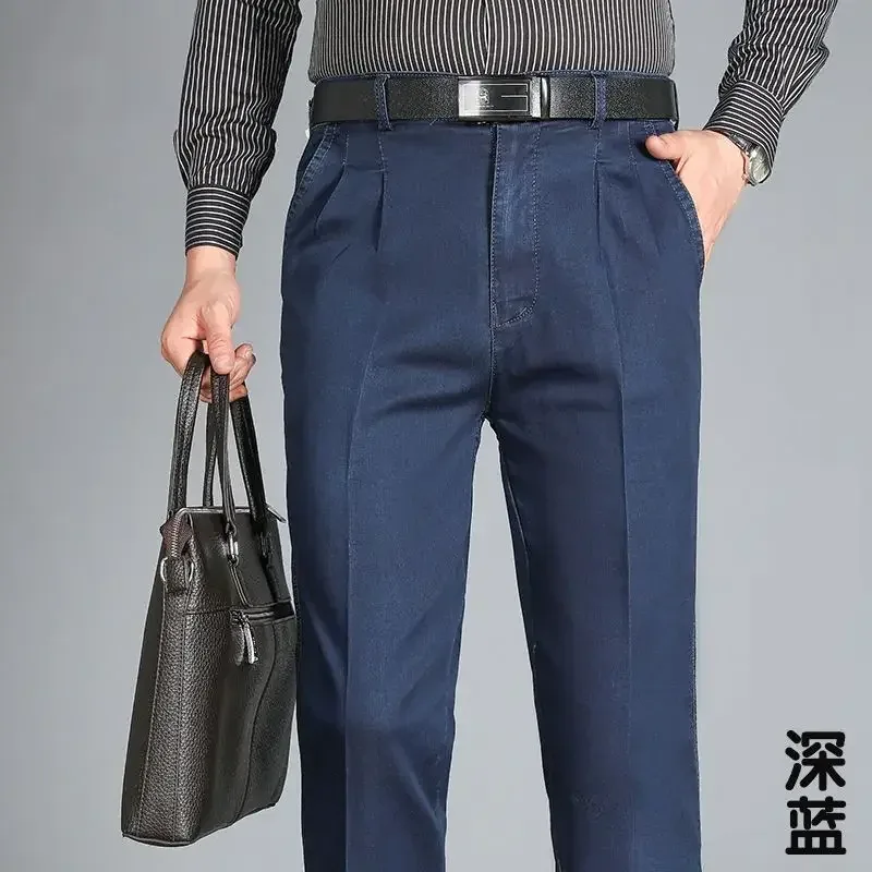 Spring and Summer Middle-aged Jeans High-end Elastic Loose High-waisted Jeans Male Dad Pants Business Jeans — image 12