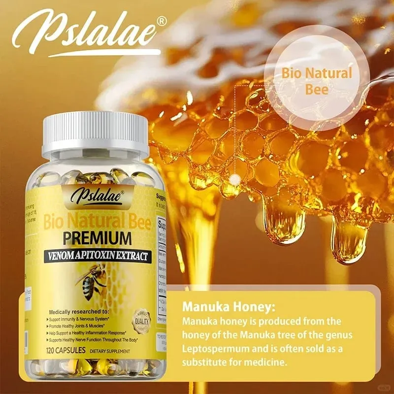 Natural Bee Venom Extract Capsules - Glucosamine Chondroitin Supplement Relieves Joint Pain and Stiffness Promotes Bone Health