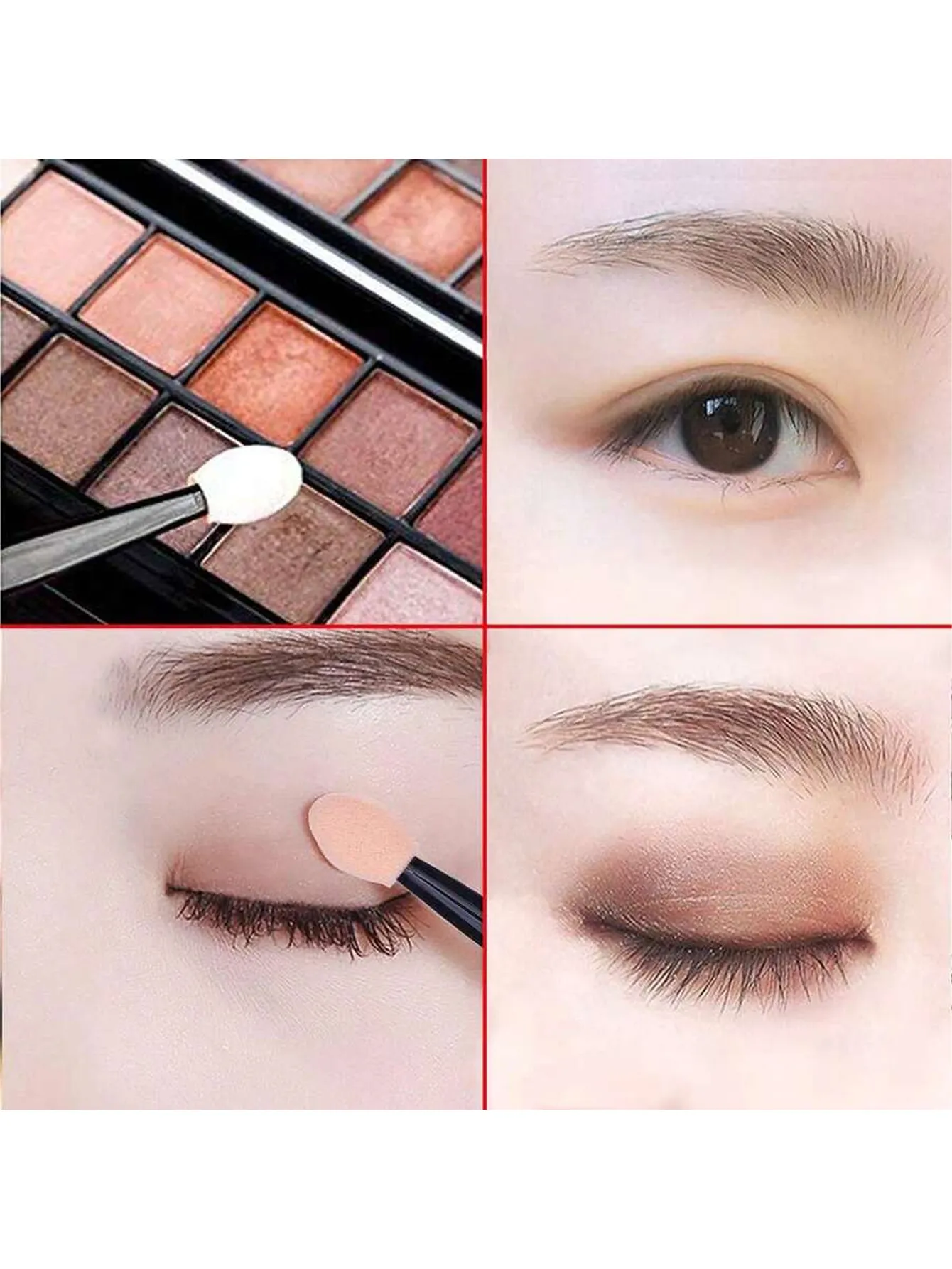 200/50/20 Double-Ended Eyeshadow Applicators Disposable Eye Makeup Brushes Double-Sided Sponge Applicators Suitable for Women and Girls (Black Nude White) — image 5