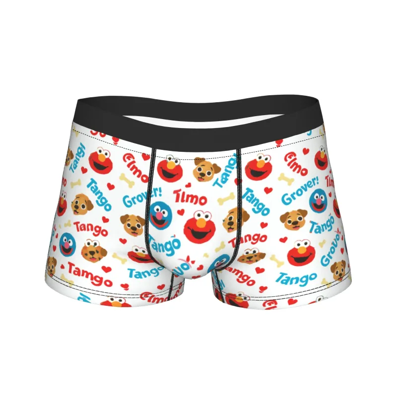 S-Sesames Streets Tango Elmo & Grover Pakaian Dalam Pria Celana Pendek Celana Lucu Boxershorts Bea Cukai Kualitas Kebesaran Celana Dalam