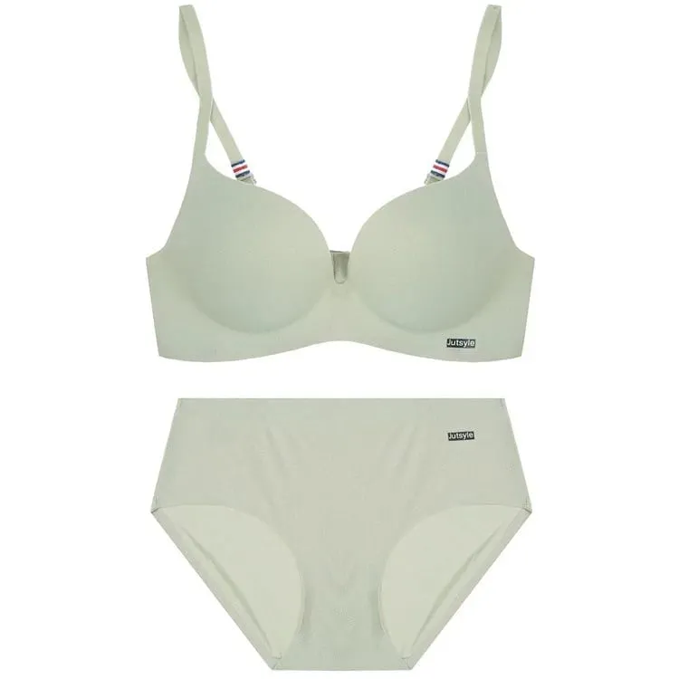 Wireless Ice Silk No Steel Ring Seamless Bra Set Women Push Up Bra Beautiful Back Sexy Bra Underwear Comfortable Seaml
