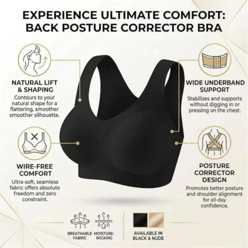 Posture Support Bra Women Front Closure Cross Back Wireless Posture Bras Full Coverage Support Push Up Bralettes Posture Support