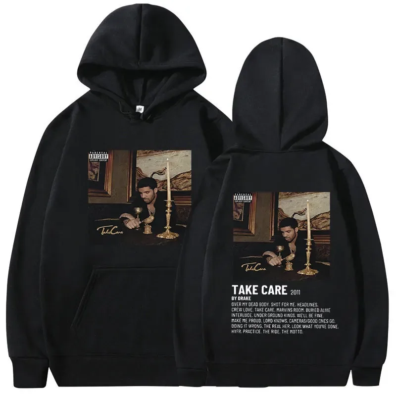 Rapper Drake Music Album Cover Graphic Hoodies Men's Fashion Hip Hop Vintage Sweatshirts Autumn/Winter Fleece Warm Pullovers Y2k