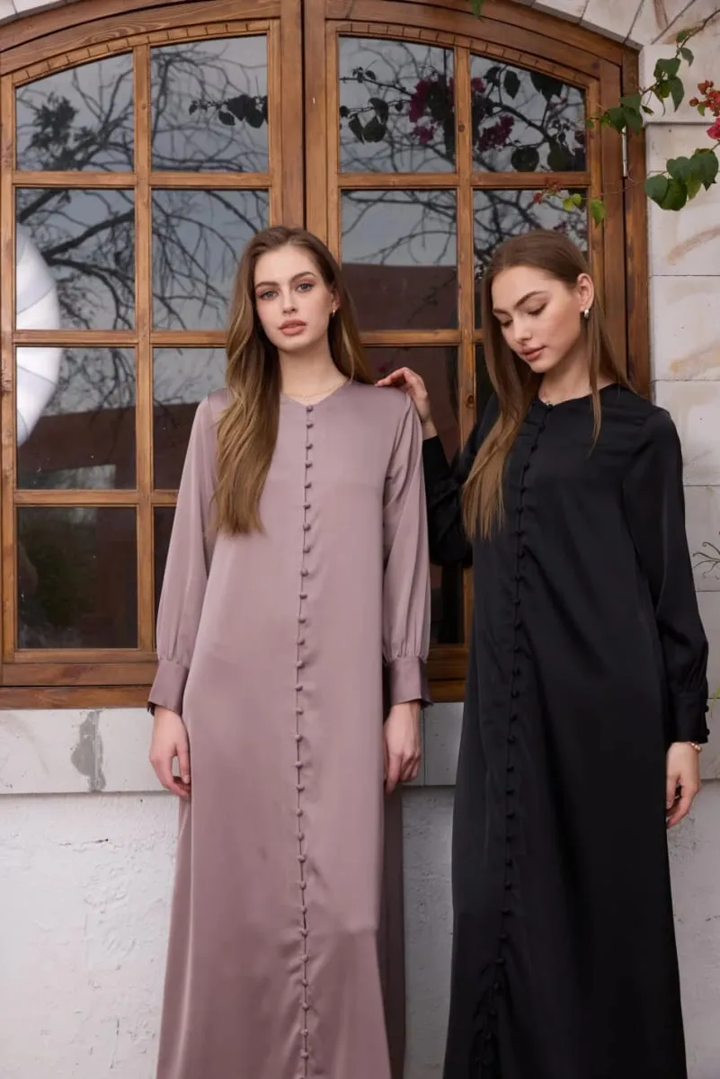 AS SS26 vestido de satén ligero con botones de bolas, ropa ligera de mujer elegante de tela súper cómoda — image 5