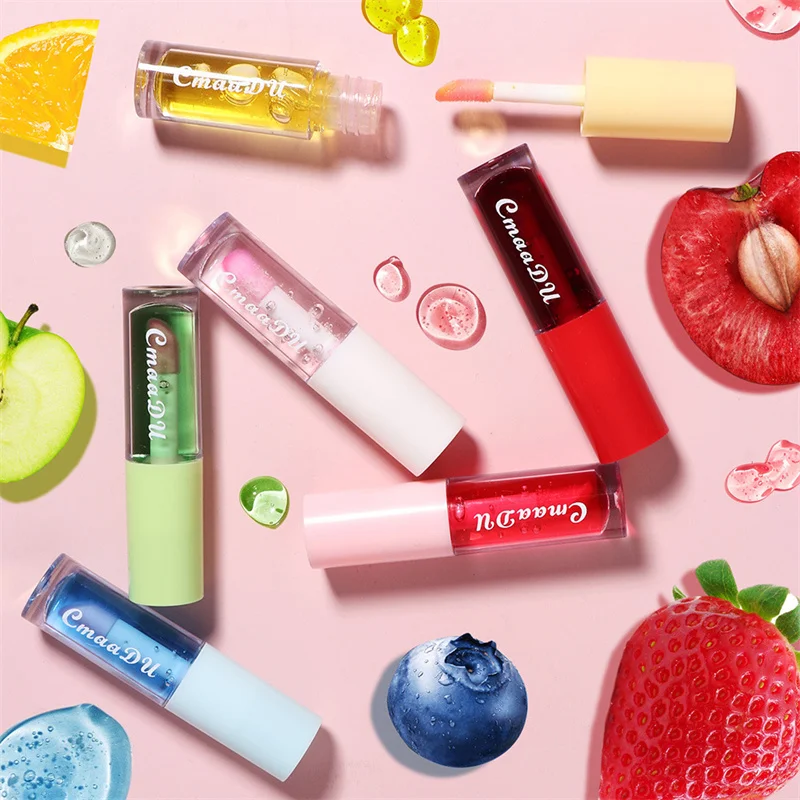 Fruit Color Changing Lip Gloss Strawberry Lip Oil Moisturizing Reduce Lips Line Liquid Lipstick Waterproof Jelly Plump Lips Care
