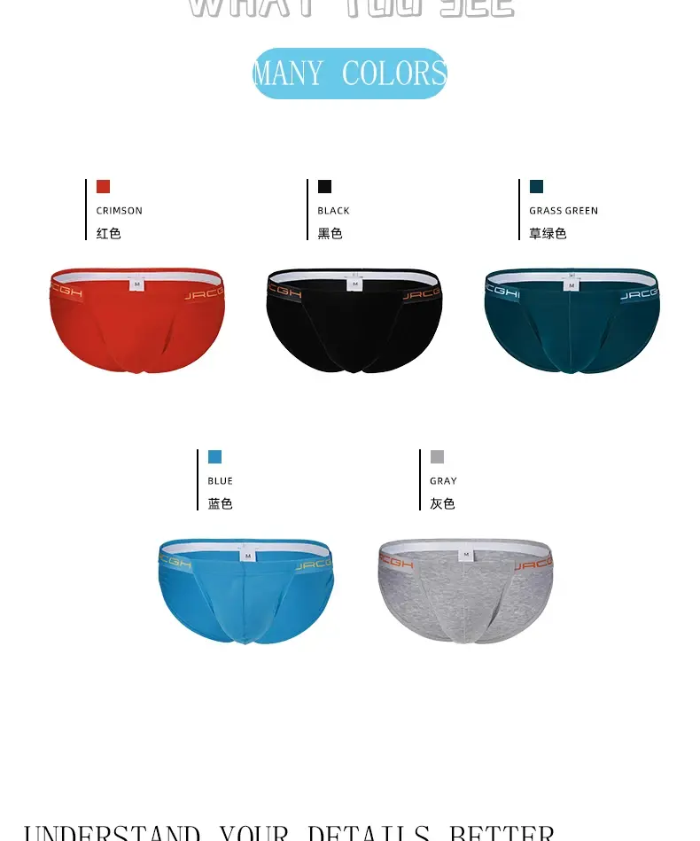 Mens Cotton Briefs Solid Color High Cut Hollow Low Waist Sexy Underwear Wholesale