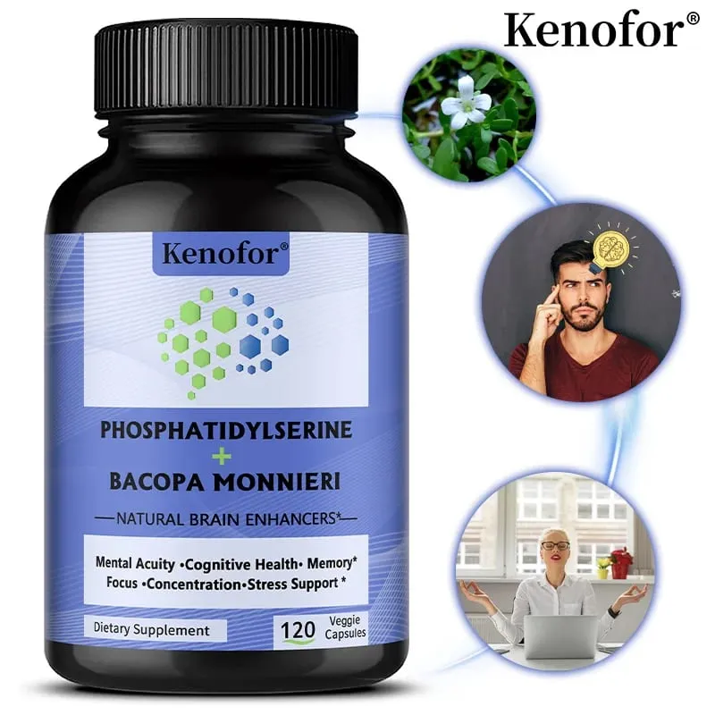 Phosphatidylserine + Bacopa Monnieri Supplement - Helps Memory Cognitive Health Relieve Stress - Brain Nutritional Supplement