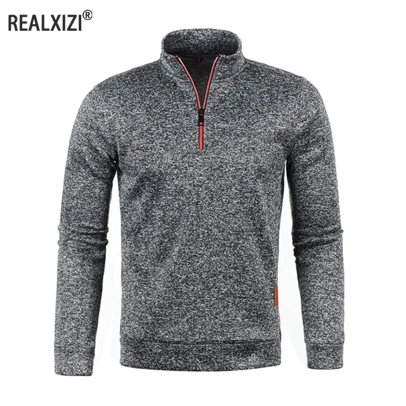 Herensweatshirts Halve rits Pullover Heren Flleece trui met lange mouwen Standcollar Sneeuwvlokken Hoodies Herenkleding