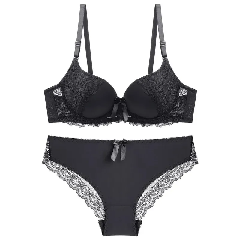 Bra Set Women's Sexy Lace Thin Cup Gather Adjustable Push Up Breathable Comfort Soft Ladies Underwear Lingerie Sets Bra Set
