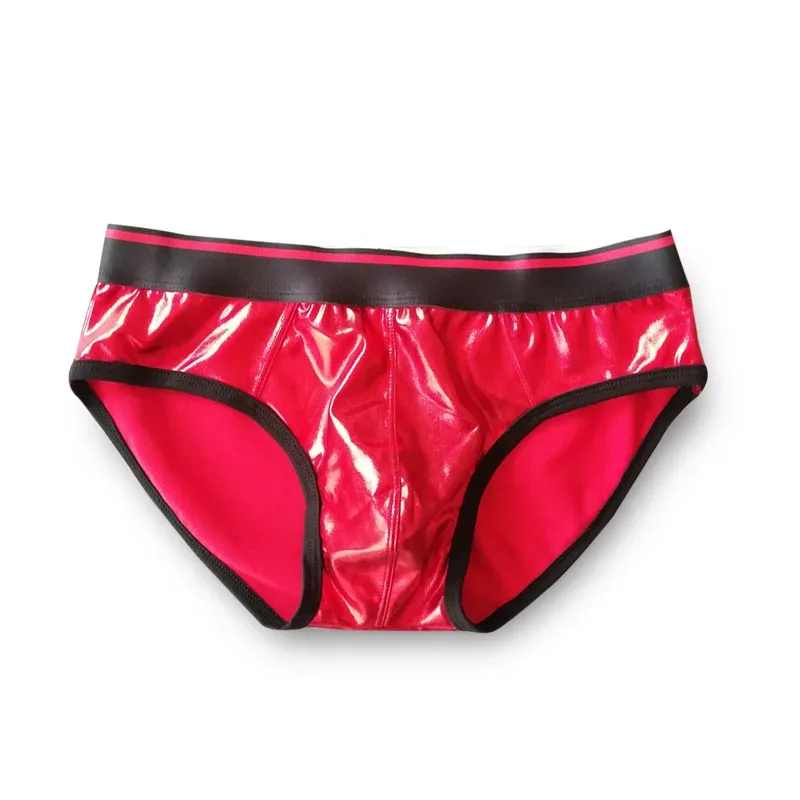 Sexy Men's Underwear Patent Leather Shinning Briefs Jockstrap Stretch Sissy Pouch Underwear Briefs Male Fashion Comforty